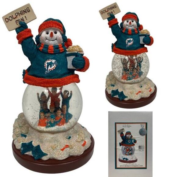 Snow Fight Snowman Miami Dolphins Snow Globe: 2004 Licensed NFL New w Box - Picture 1 of 3